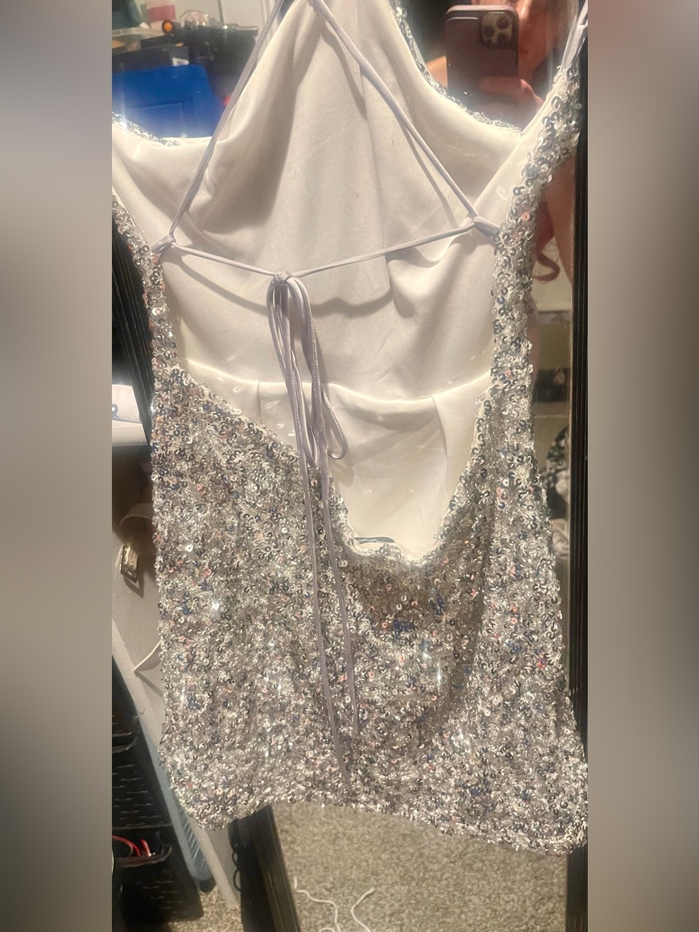 Fashion Nova Silver Sequin Embellished Mini Dress - Picture 6 of 6